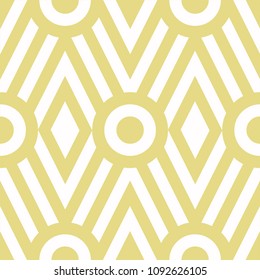 Seamless vector geometric pattern. Retro style textile texture. Striped background with circles