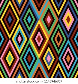 Seamless vector geometric pattern. Retro style textile texture. Striped background 