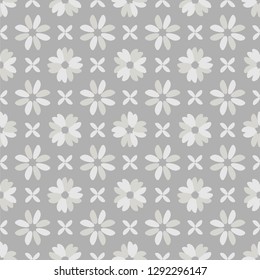 Seamless vector geometric pattern with rice grain on gray background.