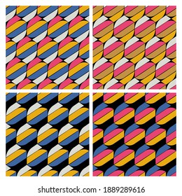Seamless vector geometric pattern set. Simple lines stripe graphic design vector.