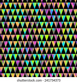 seamless vector geometric pattern. tribal design with triangles and neon colors. 