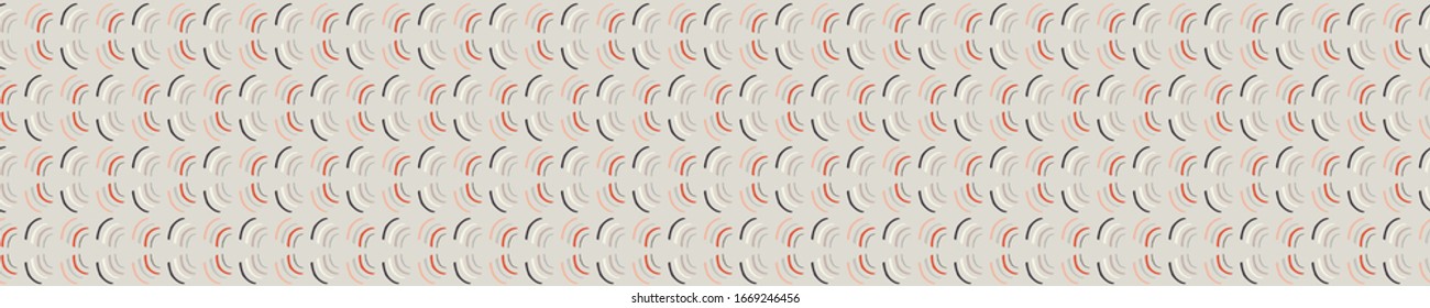 Seamless vector in geometric polygon shape border pattern. Mid century modern woven linen texture style banner background. Vintage 1950's warm color decorative edge. Geo abstract graphic ribbon trim.