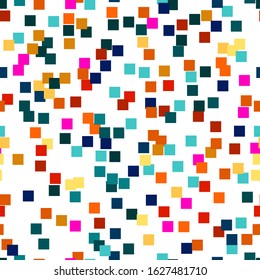 Seamless vector geometric stock pattern of colored squares for textiles, packaging, paper printing, simple backgrounds and textures.