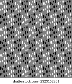 Seamless vector geometric texture in the form of black and white ovals on a gray background