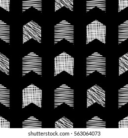 Seamless vector geometrical pattern. Black and white endless background with hand drawn textured geometric figures. Graphic illustration Template for wrapping, web backgrounds, wallpaper.
