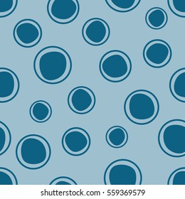 Seamless vector geometrical pattern. Blue Endless background with hand drawn circles. Graphic illustration. Print for cover, fabric, wrapping, background..