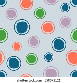 Seamless vector geometrical pattern. Blue Endless background with hand drawn circles. Graphic illustration. Print for cover, fabric, wrapping, background..