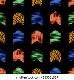 Seamless vector geometrical pattern. Brown endless background with hand drawn textured geometric figures. Graphic illustration Template for wrapping, web backgrounds, wallpaper.