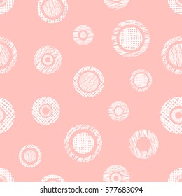 Seamless vector geometrical pattern with circles, endless background with hand drawn textured geometric figures. Pastel Graphic illustration Template for wrapping, web backgrounds.