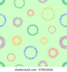 Seamless vector geometrical pattern with circles endless background with hand drawn textured geometric figures, forms Pastel Graphic illustration Template for wrapping, web backgrounds, wallpaper.