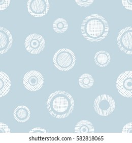 Seamless vector geometrical pattern with circles, endless background with hand drawn textured geometric figures. Pastel Graphic illustration Template for wrapping, web backgrounds
