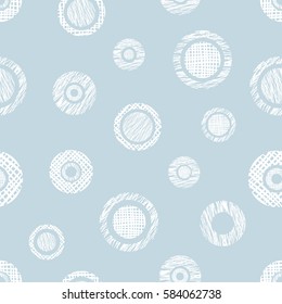 Seamless vector geometrical pattern with circles, endless background with hand drawn textured geometric figures. Pastel Graphic illustration Template for wrapping, web backgrounds.