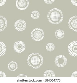 Seamless vector geometrical pattern with circles, endless background with hand drawn textured geometric figures. Pastel Graphic illustration Template for wrapping, web backgrounds.