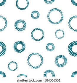Seamless vector geometrical pattern with circles endless background with hand drawn textured geometric figures, forms Pastel Graphic illustration Template for wrapping, web backgrounds, wallpaper.