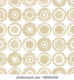 Seamless vector geometrical pattern with circles, endless background with hand drawn textured geometric figures. Pastel Graphic illustration Template for wrapping, web backgrounds