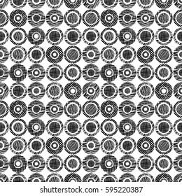 Seamless vector geometrical pattern with circles pastel endless background with hand drawn textured geometric figures. Graphic illustration, print for wrapping, background, cover, surface