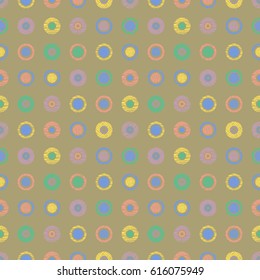 Seamless vector geometrical pattern with circles pastel endless background with hand drawn textured geometric figures. Graphic illustration, print for wrapping, background, cover, surface