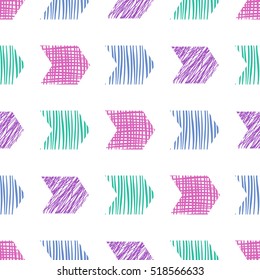 Seamless vector  geometrical pattern. Colorful endless background with  hand drawn textured geometric figures. Graphic  illustration