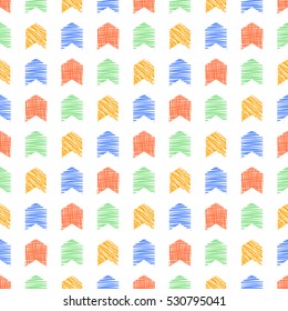 Seamless vector  geometrical pattern . Colorful endless background with  hand drawn textured geometric figures Graphic  illustration Template for wrapping, web backgrounds, wallpaper..