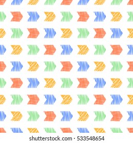 Seamless vector  geometrical pattern. Colorful endless background with  hand drawn textured geometric figures. Graphic  illustration Template for wrapping, web backgrounds, wallpaper..