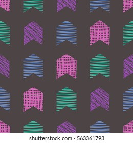 Seamless vector geometrical pattern. Dark endless background with hand drawn textured geometric figures. Graphic illustration Template for wrapping, web backgrounds, wallpaper.