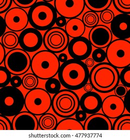 Seamless vector geometrical pattern. Endless red background with circles. Graphic illustration.Template for cover, fabric, wrapping.