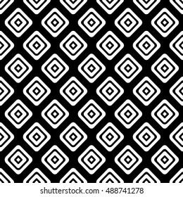 Seamless vector geometrical pattern. Endless black and white background with hand drawn rhombus. Graphic illustration. Template for cover, fabric, wrapping.