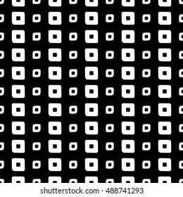 Seamless vector geometrical pattern. Endless black and white background with hand drawn squares. Graphic illustration. Template for cover, fabric, wrapping.