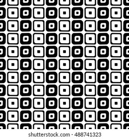 Seamless vector geometrical pattern. Endless black and white background with hand drawn squares. Graphic illustration. Template for cover, fabric, wrapping.
