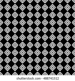 Seamless vector geometrical pattern. Endless black and white background with hand drawn rhombus. Graphic illustration. Template for cover, fabric, wrapping.