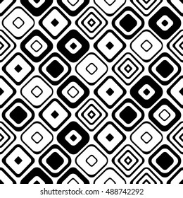 Seamless vector geometrical pattern. Endless black and white background with hand drawn rhombus. Graphic illustration. Template for cover, fabric, wrapping.