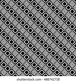 Seamless vector geometrical pattern. Endless black and white background with hand drawn squares. Graphic illustration. Template for cover, fabric, wrapping.