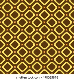 Seamless vector geometrical pattern. Endless brown background with hand drawn ornamental squares, rhombus. Graphic vector  illustration with ethnic motifs. Template for cover, fabric,wrapping.