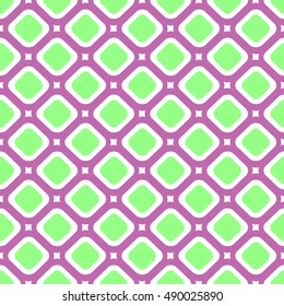 Seamless vector geometrical pattern. Endless green background with hand drawn ornamental squares, rhombus. Graphic vector  illustration with ethnic motifs. Template for cover, fabric,wrapping.
