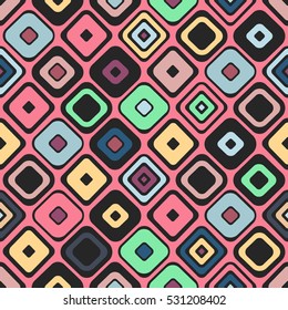 Seamless vector geometrical pattern. Endless background with hand drawn ornamental squares. Pink vector Graphic vector illustration with ethnic motifs. repeat Template for cover, fabric, wrapping.,