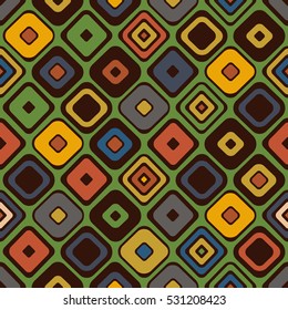 Seamless vector geometrical pattern. Endless background with hand drawn ornamental squares. Green vector Graphic vector illustration with ethnic motifs. repeat Template for cover, fabric, wrapping.,