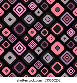Seamless vector geometrical pattern. Endless background with hand drawn ornamental squares. Pink Graphic vector illustration with ethnic motifs. repeat Template for cover, fabric, wrapping..