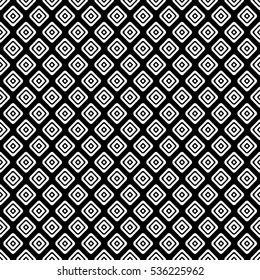 Seamless vector geometrical pattern. Endless black and white background with hand drawn rhombus, squares. Graphic illustration. Print for cover, fabric, wrapping, background..