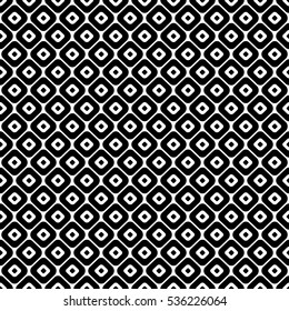 Seamless vector geometrical pattern. Endless black and white background with hand drawn rhombus, squares. Graphic illustration. Print for cover, fabric, wrapping, background..