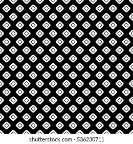 Seamless vector geometrical pattern. Endless black and white background with hand drawn rhombus, squares. Graphic illustration. Print for cover, fabric, wrapping, background..