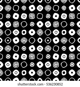 Seamless vector geometrical pattern. Endless black and white background with hand drawn squares. Graphic illustration. Print for cover, fabric, wrapping, background..