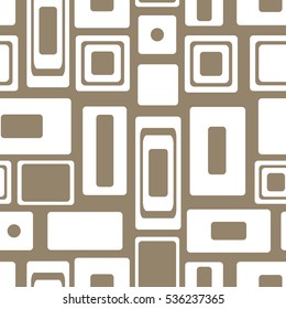 Seamless vector geometrical pattern. Endless brown background with circles. Graphic illustration. Print for cover, fabric, wrapping, background..