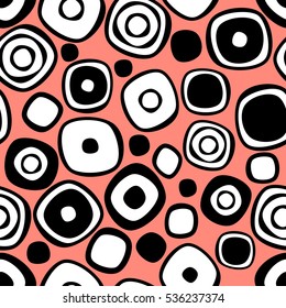 Seamless vector geometrical pattern. Endless colorful background with circles. Graphic illustration. Print for cover, fabric, wrapping, background..