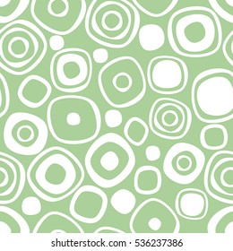 Seamless vector geometrical pattern. Endless green background with hand drawn circles. Graphic illustration. Print for cover, fabric, wrapping, background..