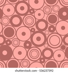 Seamless vector geometrical pattern. Endless pink background with circles. Graphic illustration. Print for cover, fabric, wrapping, background..