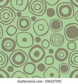 Seamless vector geometrical pattern. Endless green background with hand drawn circles. Graphic illustration. Print for cover, fabric, wrapping, background..