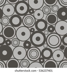 Seamless vector geometrical pattern. Endless grey background with circles. Graphic illustration. Print for cover, fabric, wrapping, background..