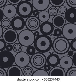 Seamless vector geometrical pattern. Endless grey background with circles. Graphic illustration. Print for cover, fabric, wrapping, background..