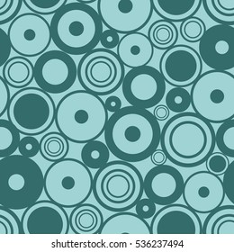 Seamless vector geometrical pattern. Endless blue background with circles. Graphic illustration. Print for cover, fabric, wrapping, background..
