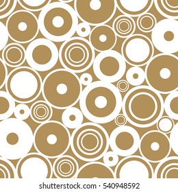 Seamless vector geometrical pattern. Endless beige background with circles. Graphic illustration. Print for cover, fabric, wrapping, background.